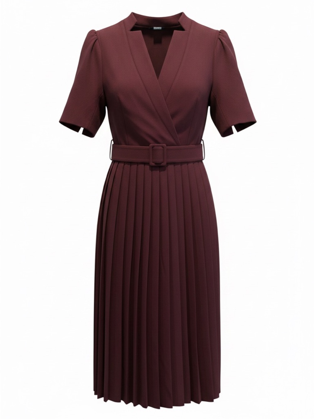 Karen Millen Burgundy Pleated Wrap Midi Dress